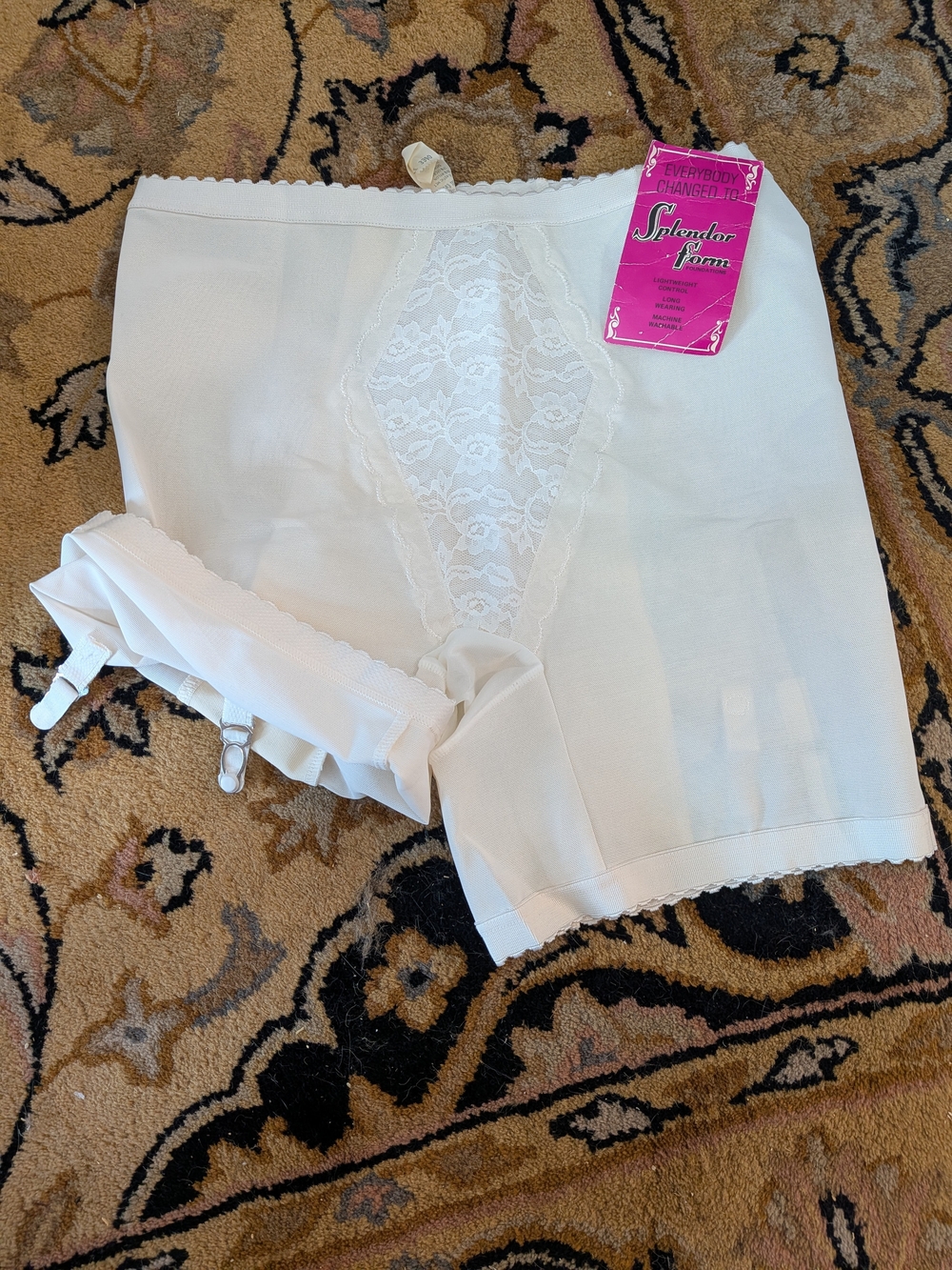 NOS 1960 White Lace Panel Girdle with Garters